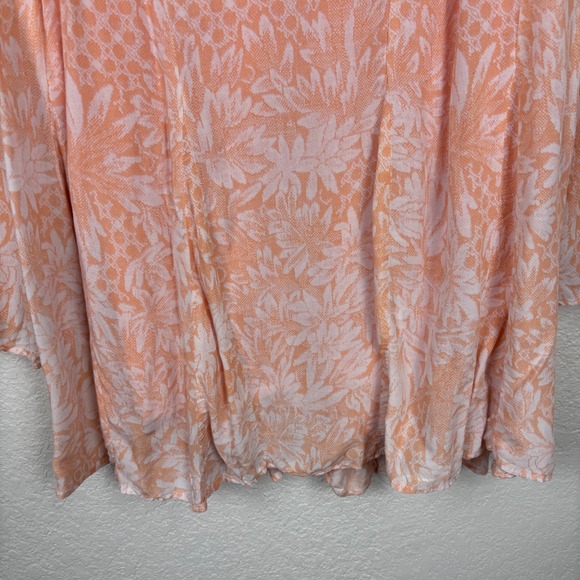 Free People Women's Boho Peasant‎ Tunic SZ Medium Coral Pink Floral Flowy Resort - Picture 4 of 9